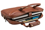 BRAND LEATHER Laptop Bag for Men - Genuine Leather Messenger Bag for Office - Fits up to 16 Inch Laptop -Brown Shoulder Bag with Multiple Compartments - Executive Leather Bag for Work and Travel