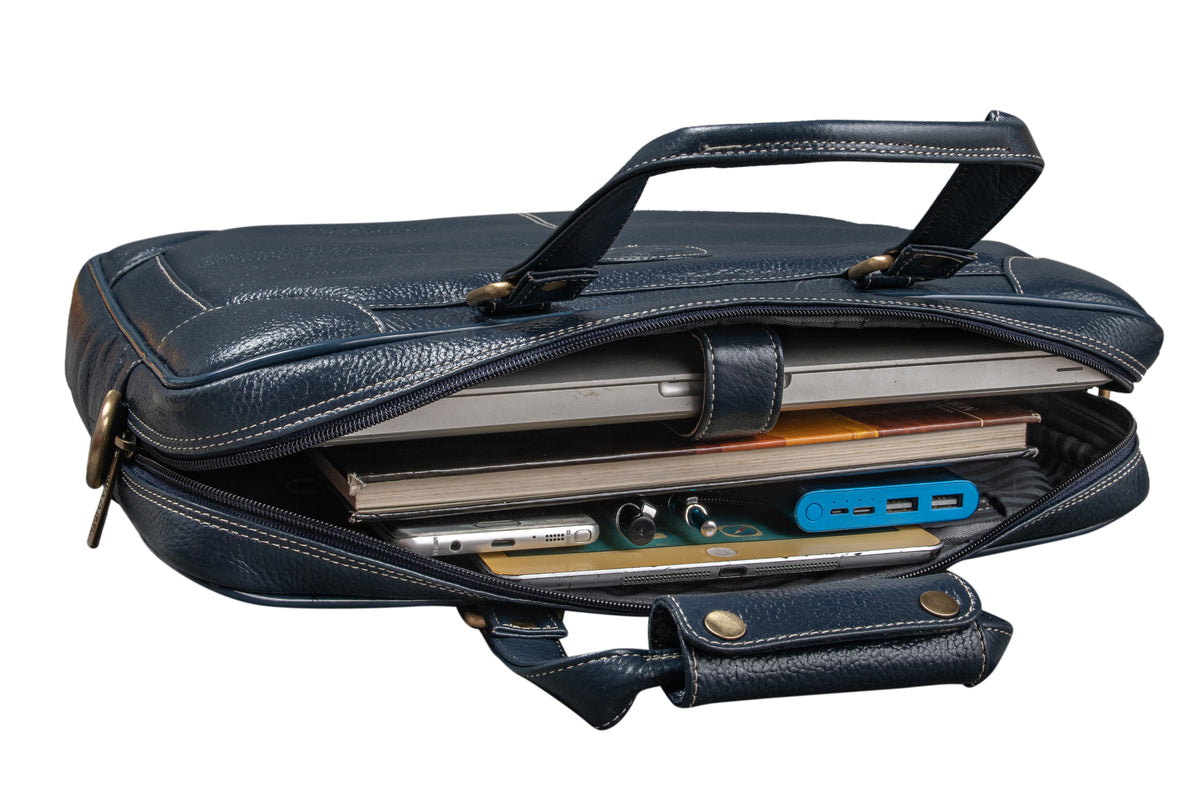 BRAND LEATHER Laptop Bag for Men - Genuine Leather Messenger Bag for Office - Fits up to 16 Inch Laptop -Brown Shoulder Bag with Multiple Compartments - Executive Leather Bag for Work and Travel