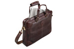BRAND LEATHER Laptop Bag for Men - Genuine Leather Messenger Bag for Office - Fits up to 16 Inch Laptop -Brown Shoulder Bag with Multiple Compartments - Executive Leather Bag for Work and Travel