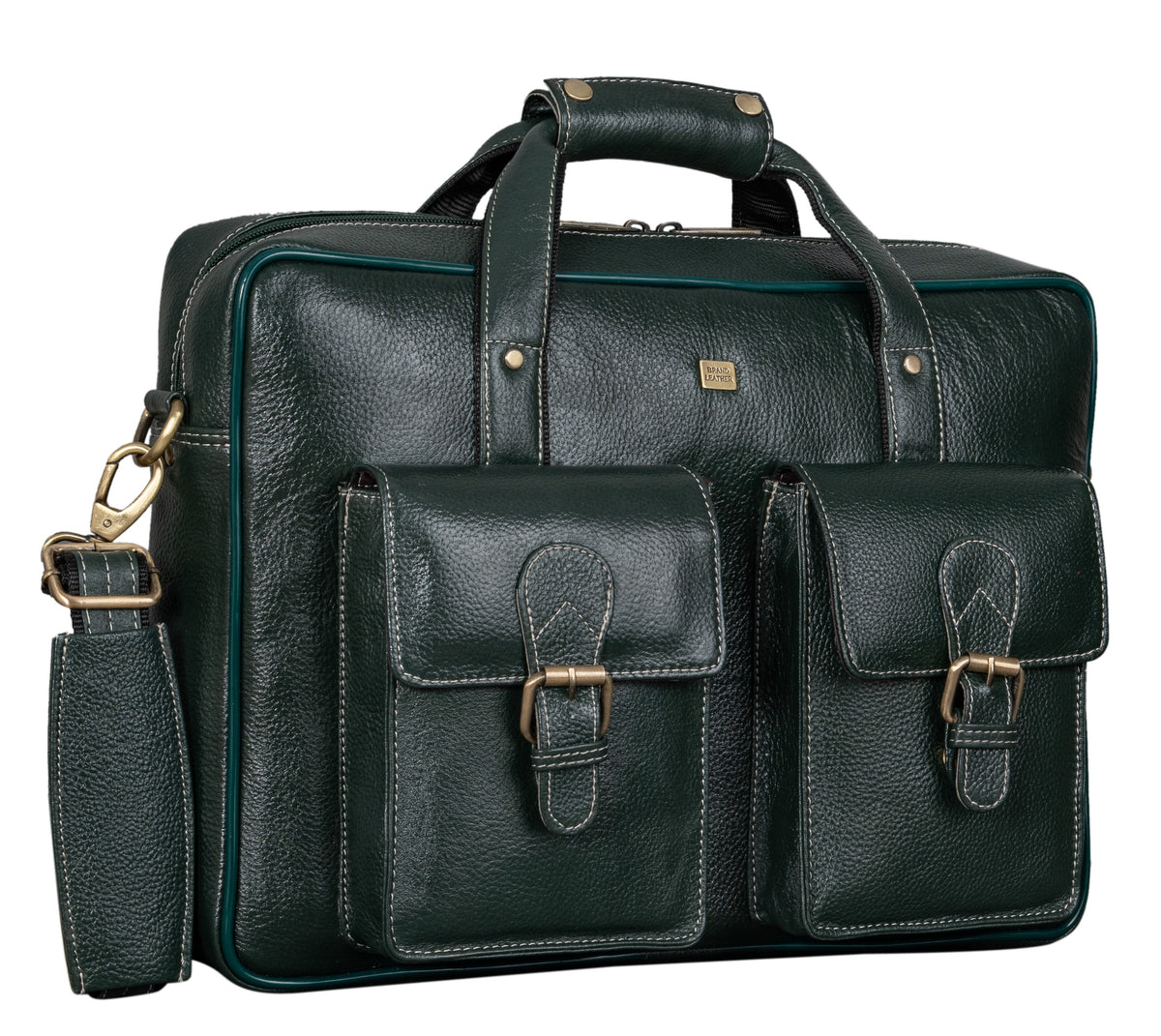 BRAND LEATHER Laptop Bag for Men - Genuine Leather Messenger Bag for Office - Fits up to 16 Inch Laptop -Brown Shoulder Bag with Multiple Compartments - Executive Leather Bag for Work and Travel
