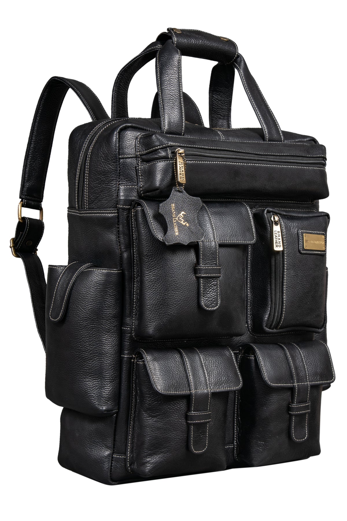 BRAND LEATHER Full Grain Buffalo - Hide Leather Backpack Large Capacity 15/15.6/16/17 Inch Laptop Bag Multi Pockets Travel Daypack