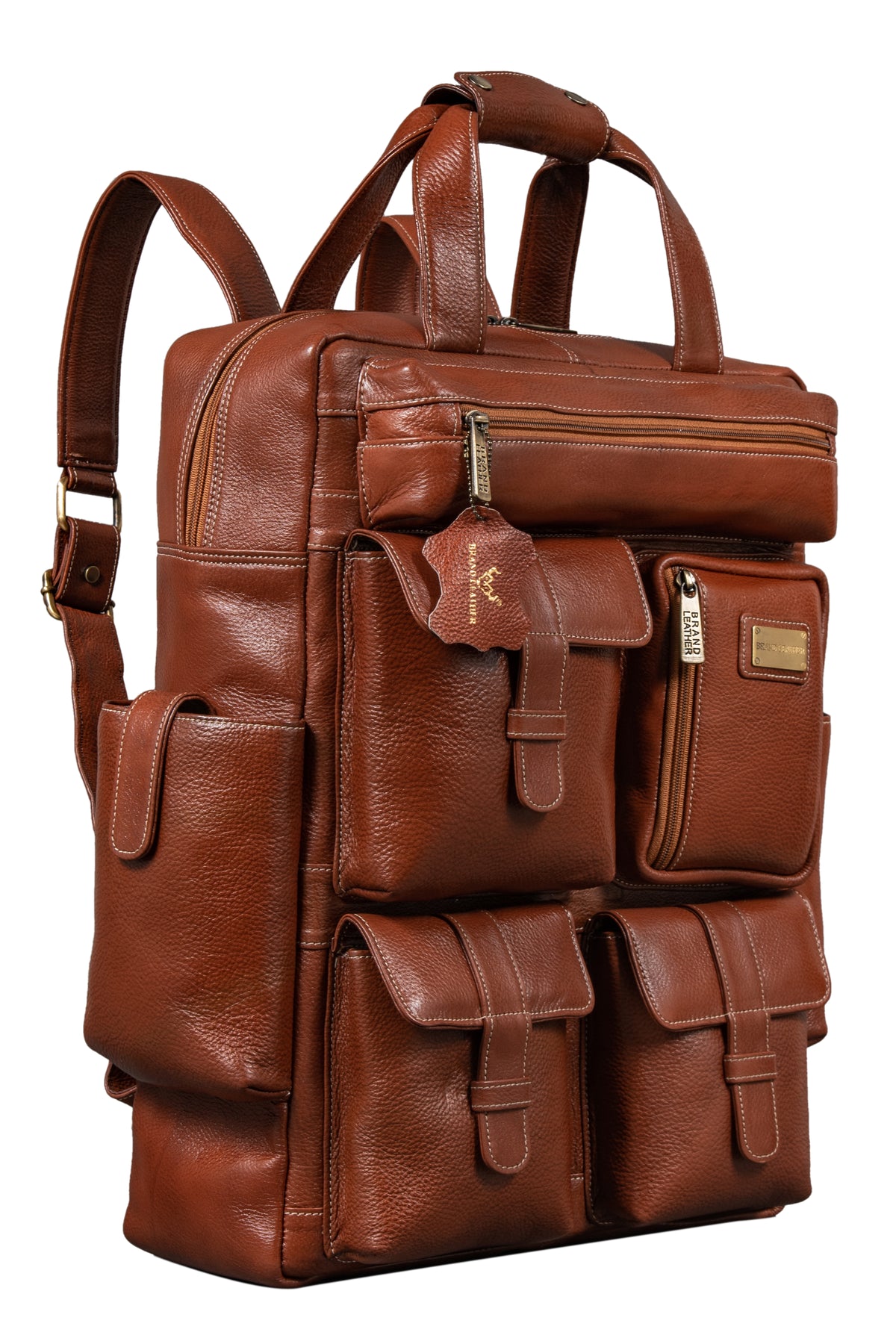 BRAND LEATHER Full Grain Buffalo - Hide Leather Backpack Large Capacity 15/15.6/16/17 Inch Laptop Bag Multi Pockets Travel Daypack