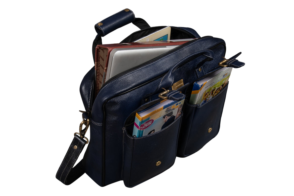 BRAND LEATHER Laptop Bag for Men - Genuine Leather Messenger Bag for Office - Fits up to 16 Inch Laptop -Brown Shoulder Bag with Multiple Compartments - Executive Leather Bag for Work and Travel