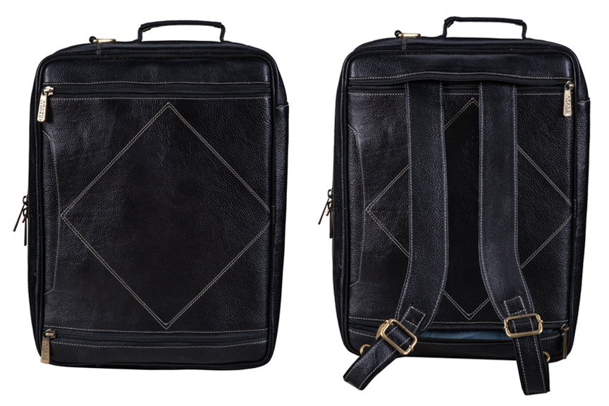 Genuine Leather Convertible Backpack 16" Laptop Messenger Bag Multi-Functional Business Briefcase for Men