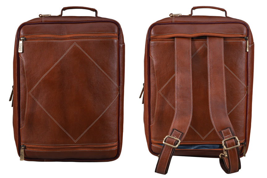 Genuine Leather Convertible Backpack 16" Laptop Messenger Bag Multi-Functional Business Briefcase for Men